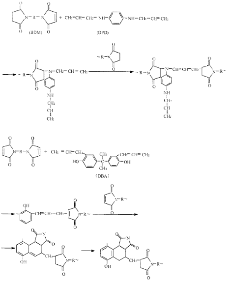  Bismaleimide resin modified with diallyl bisphenol A and diallyl p-phenyl diamine for resin transfer molding.