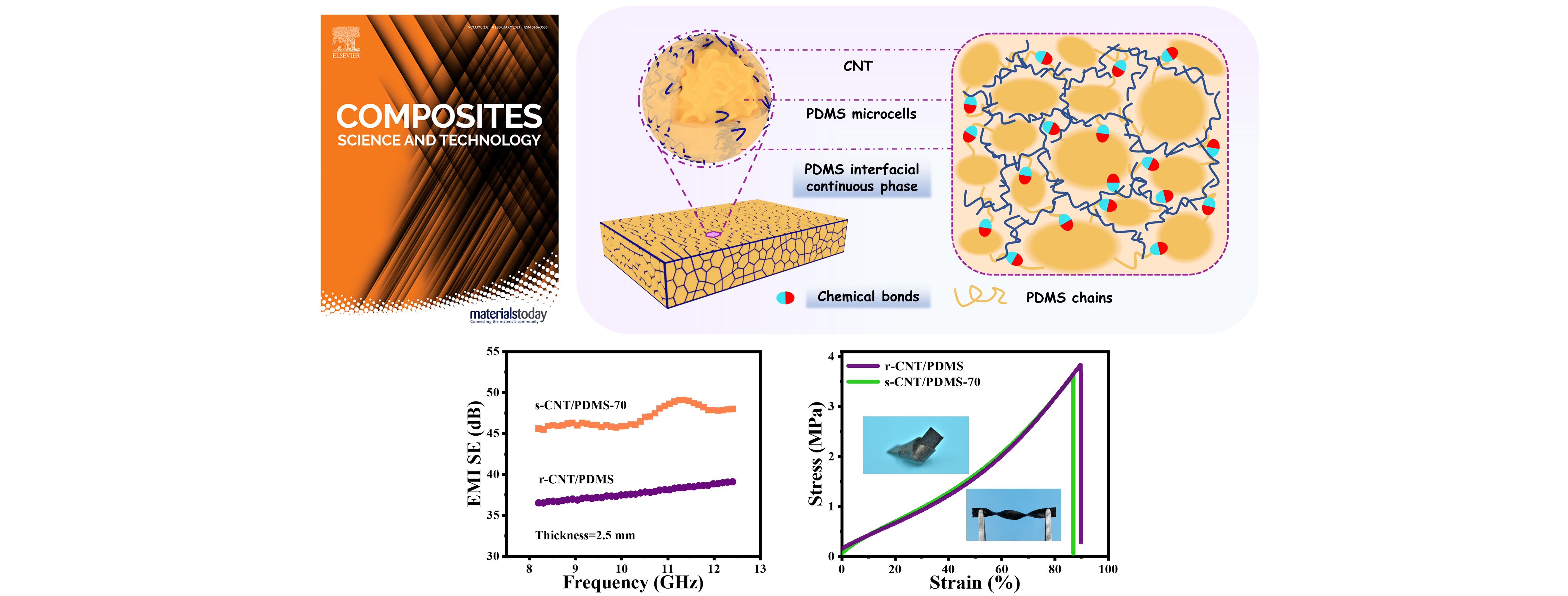 Highly efficient electromagnetic interference shielding and superior mechanical performance of carbon nanotube/polydimethylsiloxane composite with interface-reinforced segregated structure